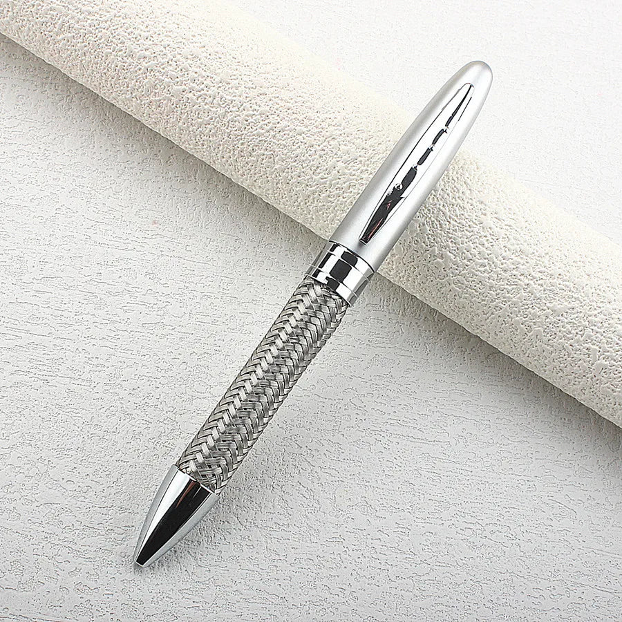 Luxury Metal Ballpoint Pen Plaid & Grid Pattern Retractable Ball Pen for Business Office School Writing Gift Quake 1PCS