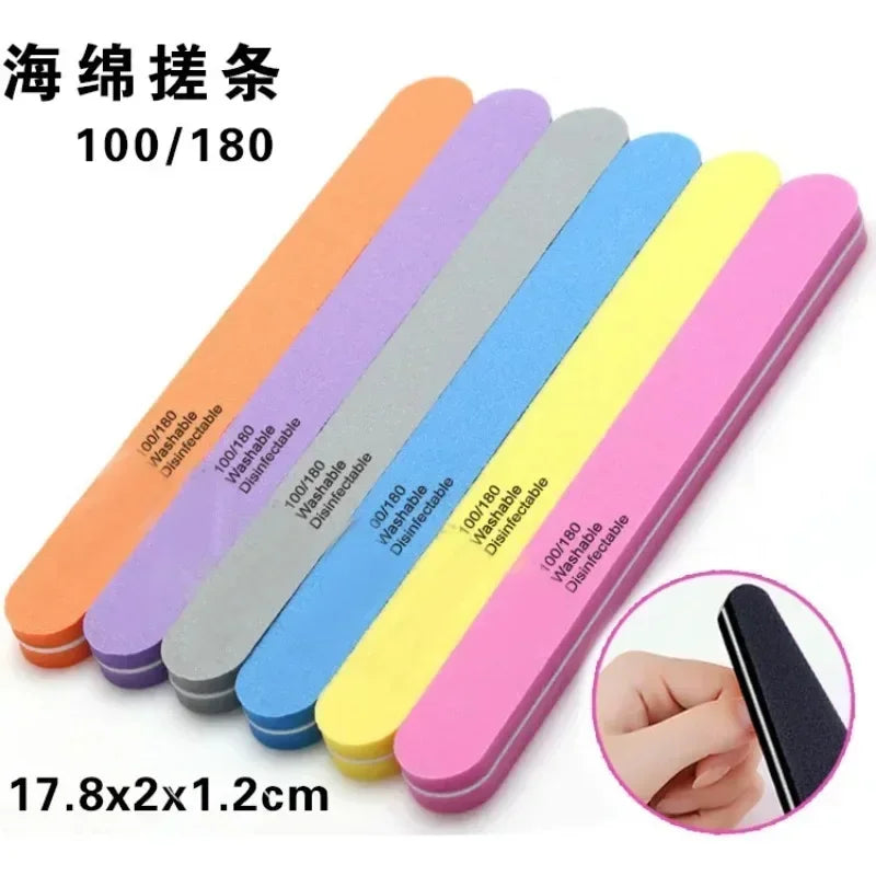 5pcs Double Side Nail Files Buffer Round Head Trimmer Nail Buffer Angle Nail Art Tools Buffing Washable Sponge Quake
