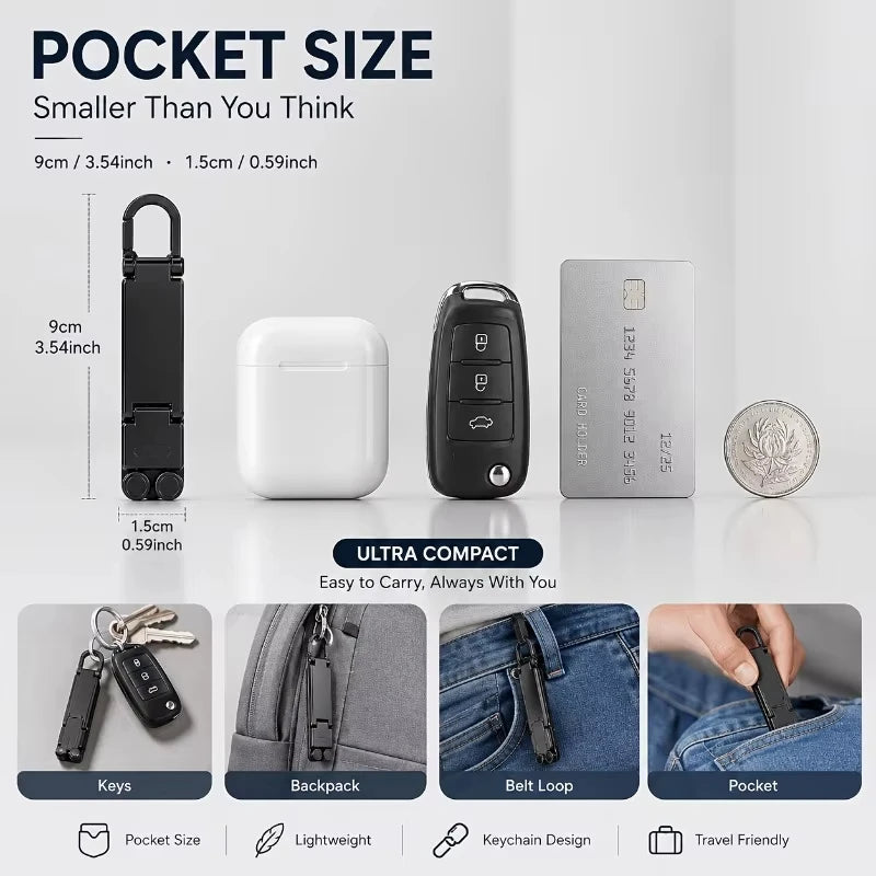 Foldable Keychain Phone Stand Multi-Angle Adjustable Lightweight Universal Phone Holder Triangle Bracket for Travel Quake