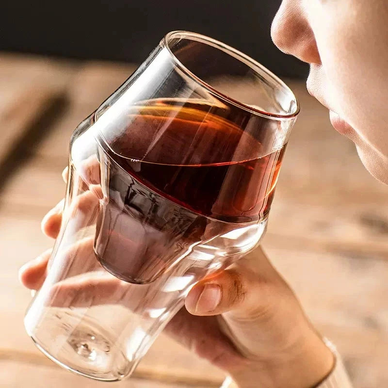 YWDL Double-layer Glass Cup Transparent Espresso Coffee Cup Anti-scalding Milk Brandy Wine Teacup Cup Glass Mug Drinkware Quake