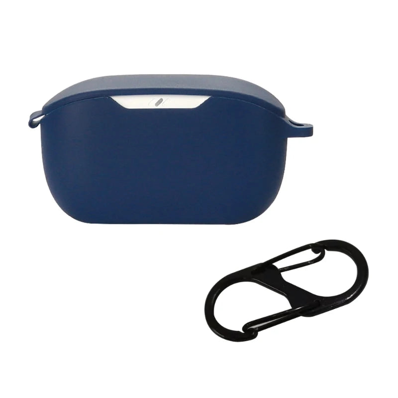 Compatible for JBL Wave Buds Shockproof Headphone Sleeve Impact-resistant Housing Anti Dust Washable Silicone Soft Cover K1KF Quake dark blue