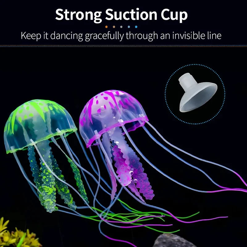 Simulated Jellyfish Fish Tank Decoration, Used For Fish Tank Aquarium Scenery, Can Emit Fluorescence at Night Quake