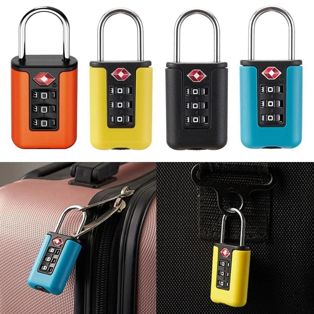 Durable TSA 3 Digit Combination Lock Anti-theft Security Tool Customs Password Lock Contrast Color Padlock Travel Quake
