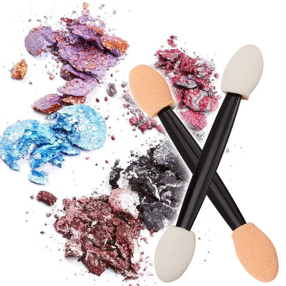 50Pcs Eyeshadow Applicators Disposable Eyeshadow Sponge Brush Double-Sided Eye Makeup Applicators Chrome Nail Powder Applicator Quake