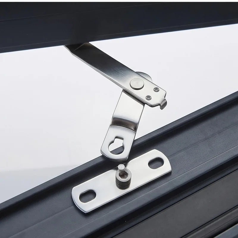 Stainless Steel Window Support Connection Limiter Window Hook Latches with Screws Adjustable Window Strut Limiter Safety Lock Quake