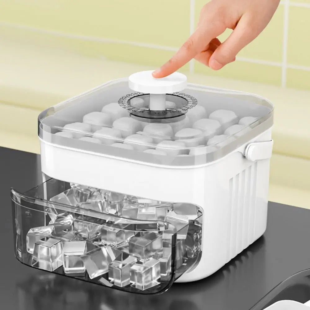 50-Cube Ice Maker with Easy Press Cap Large Capacity with Easy-press Lid Household Ice Storage Ice Box Food-grade Reusable Quake