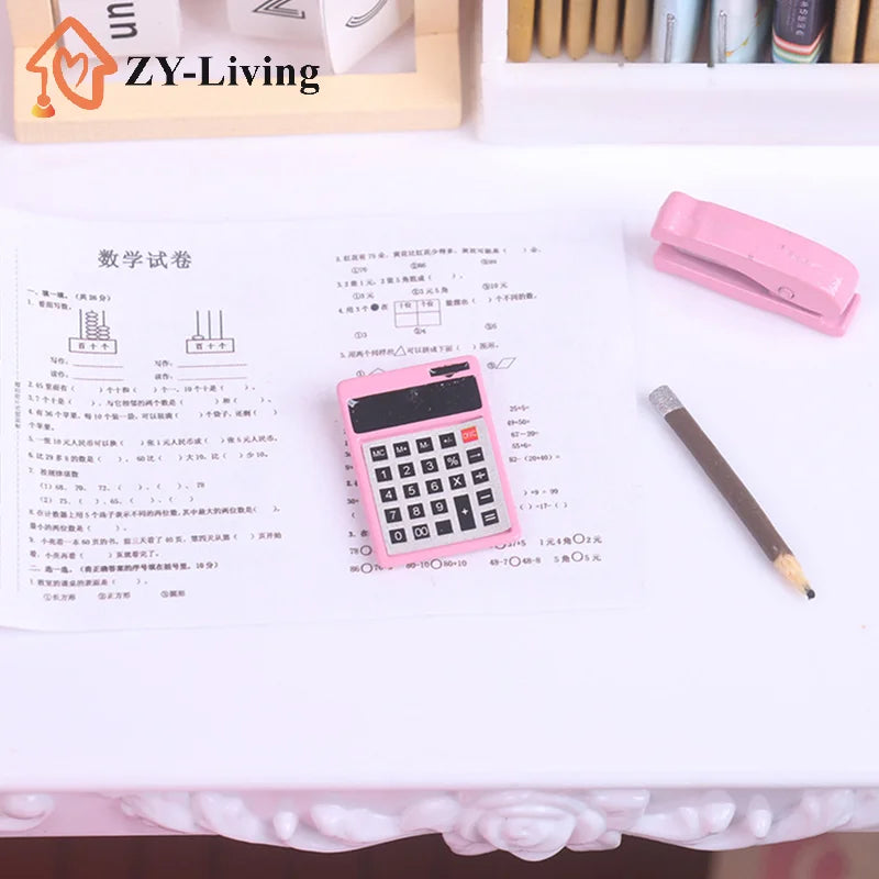 Simulation Mini Stationery Pocket Micro Stapler/calculator Learning Educational Toys Classroom Scene Decoration Quake
