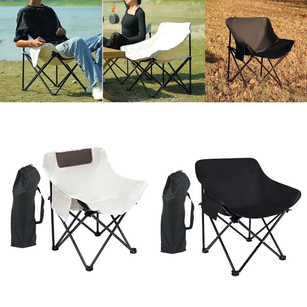 Camping Folding Chair Oxford Cloth Metal Tube with Side Pocket Portable Foldable Chair for Park BBQ Outdoor Backpacking Yard Quake