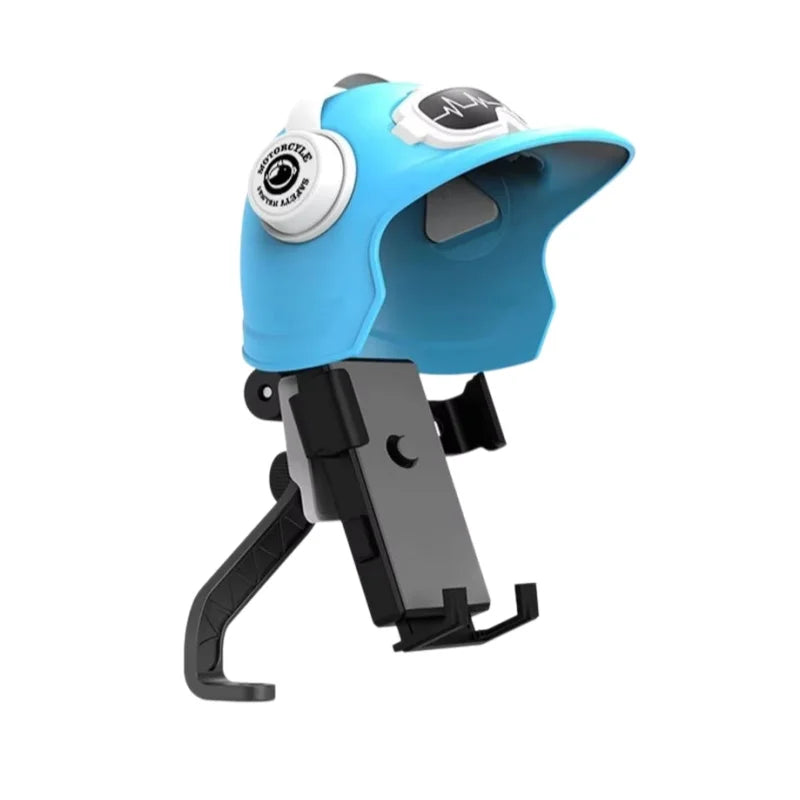 1Pc Motorcycle Phone Holder with Helmet-Shaped Sunshade, Waterproof GPS Navigation Mount for Electric Bike Scooter Handlebar Quake Blue