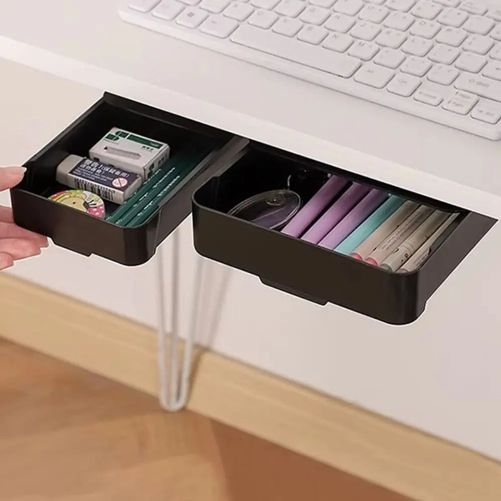 Self-Adhesive Table Shelf Storage Box Multifunction Large Capacity Undertable Drawer Space-saving Under Desk Drawer Quake