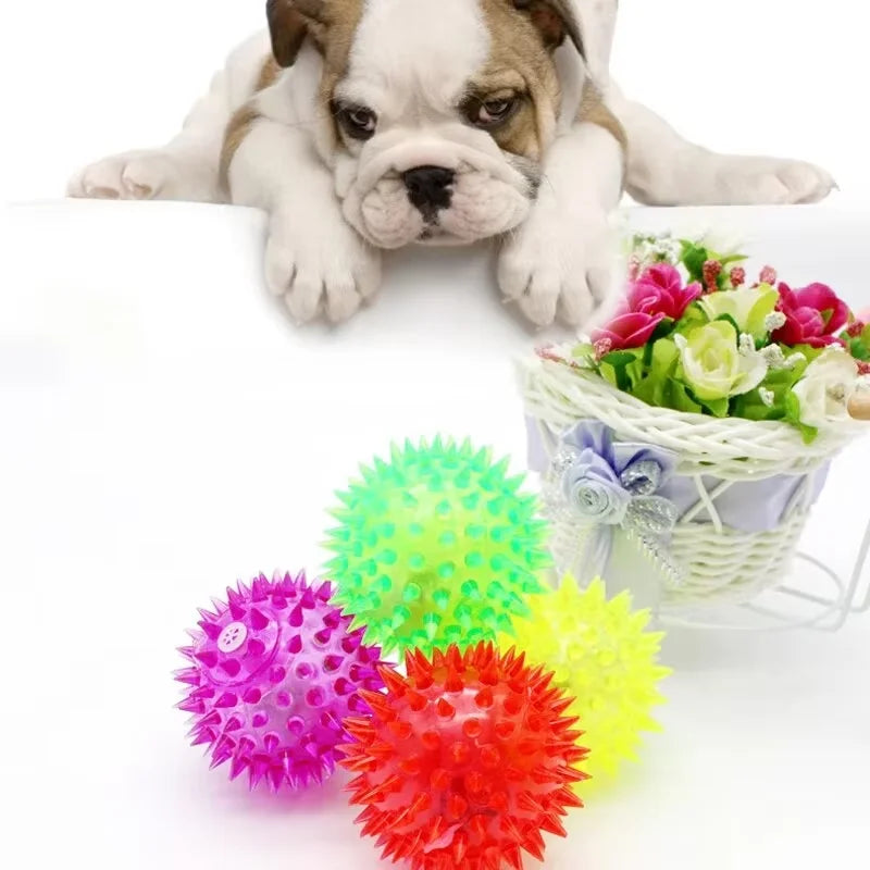 Pet Glow Toy Ball Bite Resistant Stretchy Glowing Sting Ball Dog Teething Cat Interactive Toys Pet Supplies Quake