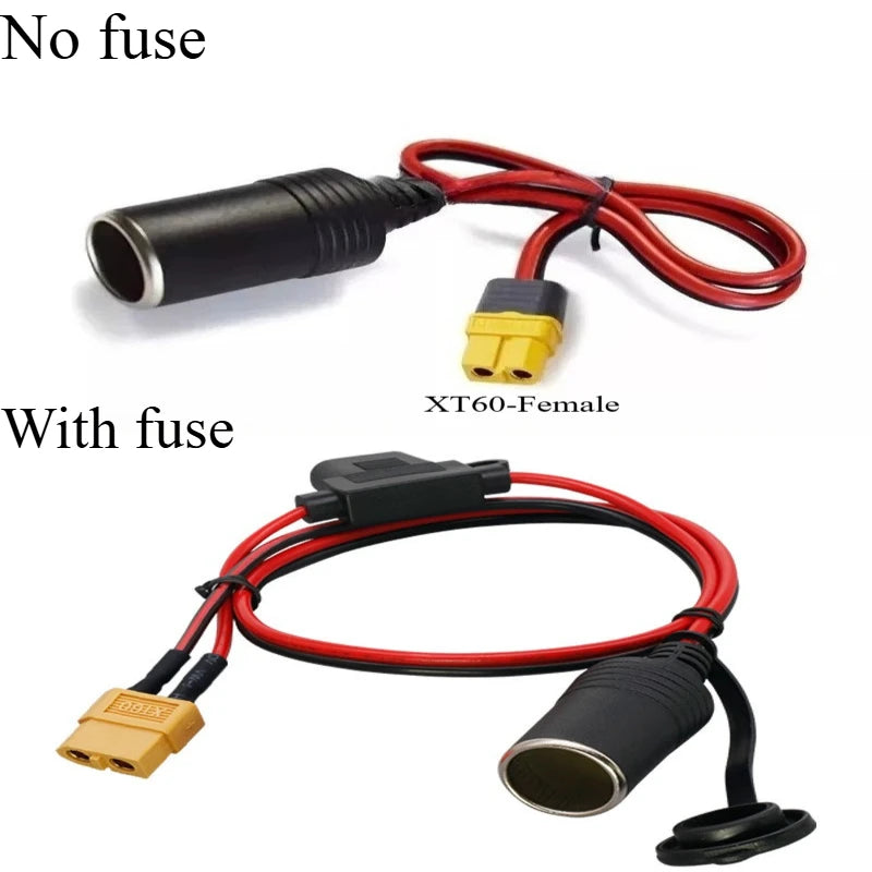 Universal Car Charger Adapter XT60 Male & Female to Cigarette Lighter Female Socket High‑Current Pure Copper Conversion Cable Quake