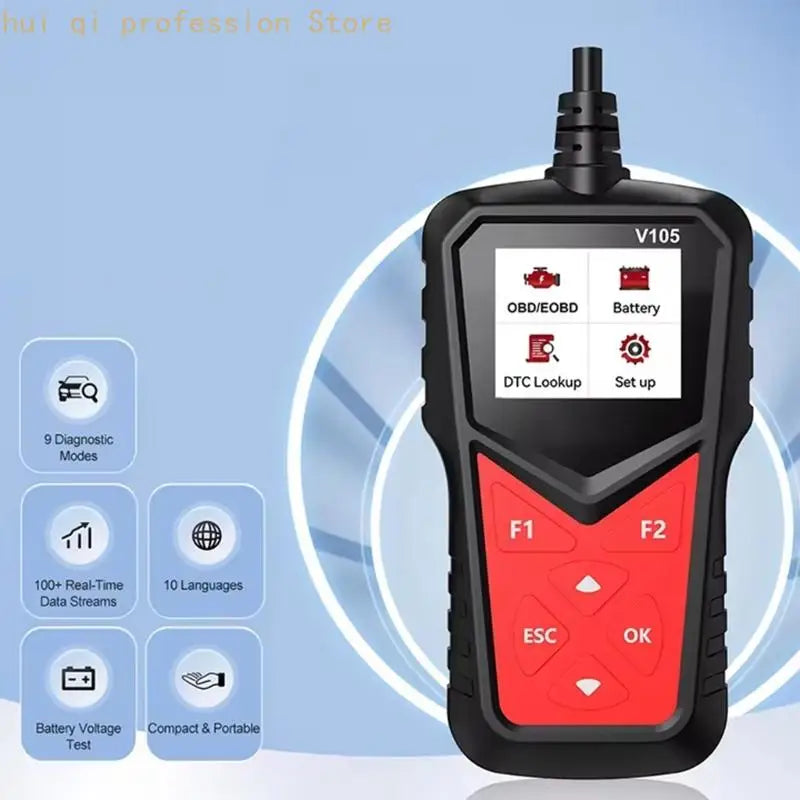 Handheld OBD2 Diagnostic Device with Display Menu and Control Pad, Vehicle Fault Tool for Routine Maintenance Review and Battery Quake