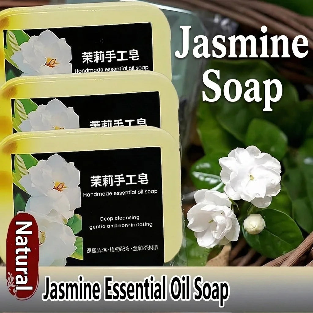 2PCS Jasmine Handmade Soap, Rich in Jasmine Extract, Softens Rough Skin, Replenishes Moisture and Cleanses Quake