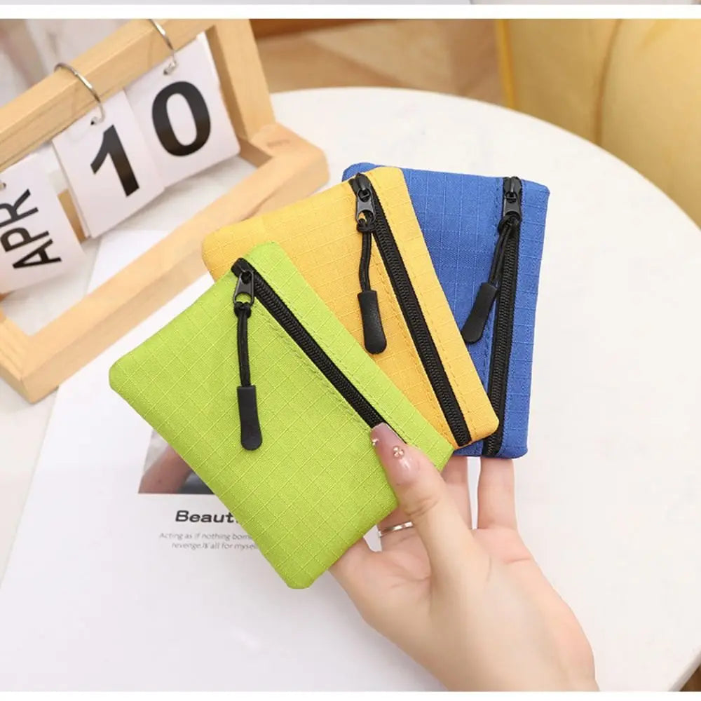 Unisex Solid Color Mini Coin Purse Canvas Kid Storage Pouch Small Wallet Zipper Coin Key Bag Women Men Quake