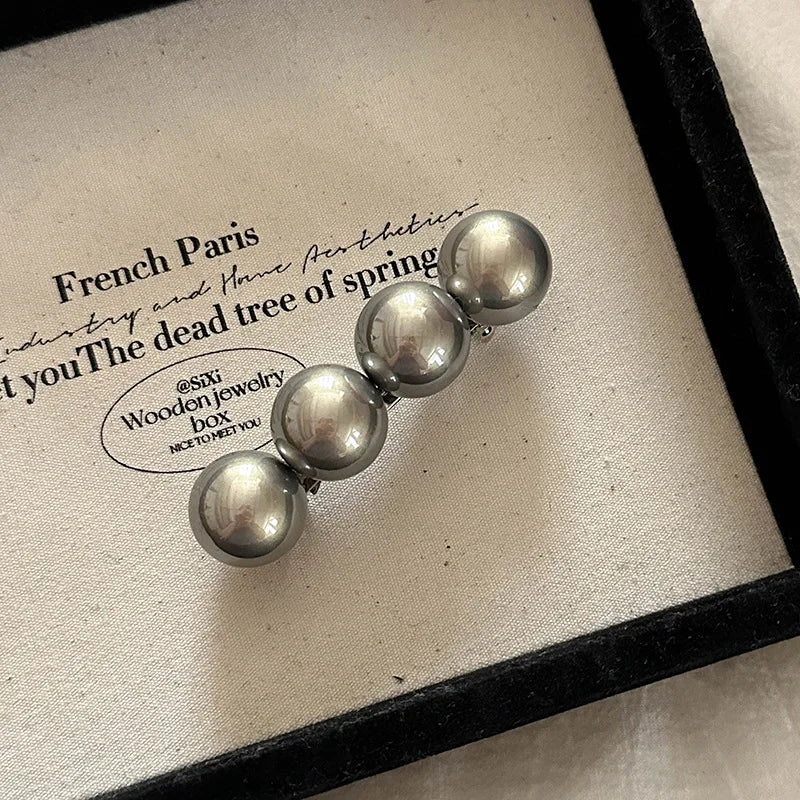New Big Pearls Spring Clip Ponytail Hairpin for Women Elegant Temperament Hair Styling Barrettes Lady Hair Accessories Hairgrip Quake gy