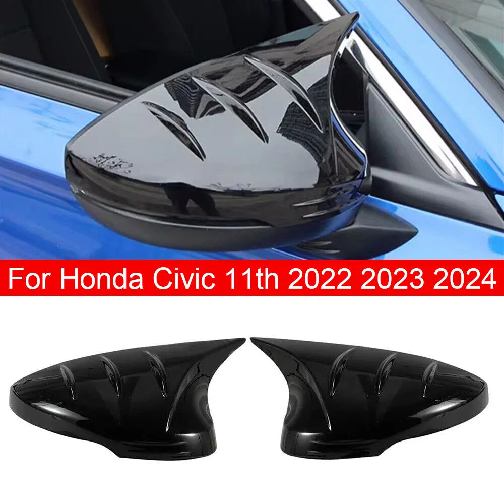 For Honda Civic 11th 2022 2023 2024 Car Sticker Rearview Side Mirror Cover Wing Cap Exterior Door Rear View Case Trim Carbon ABS Quake
