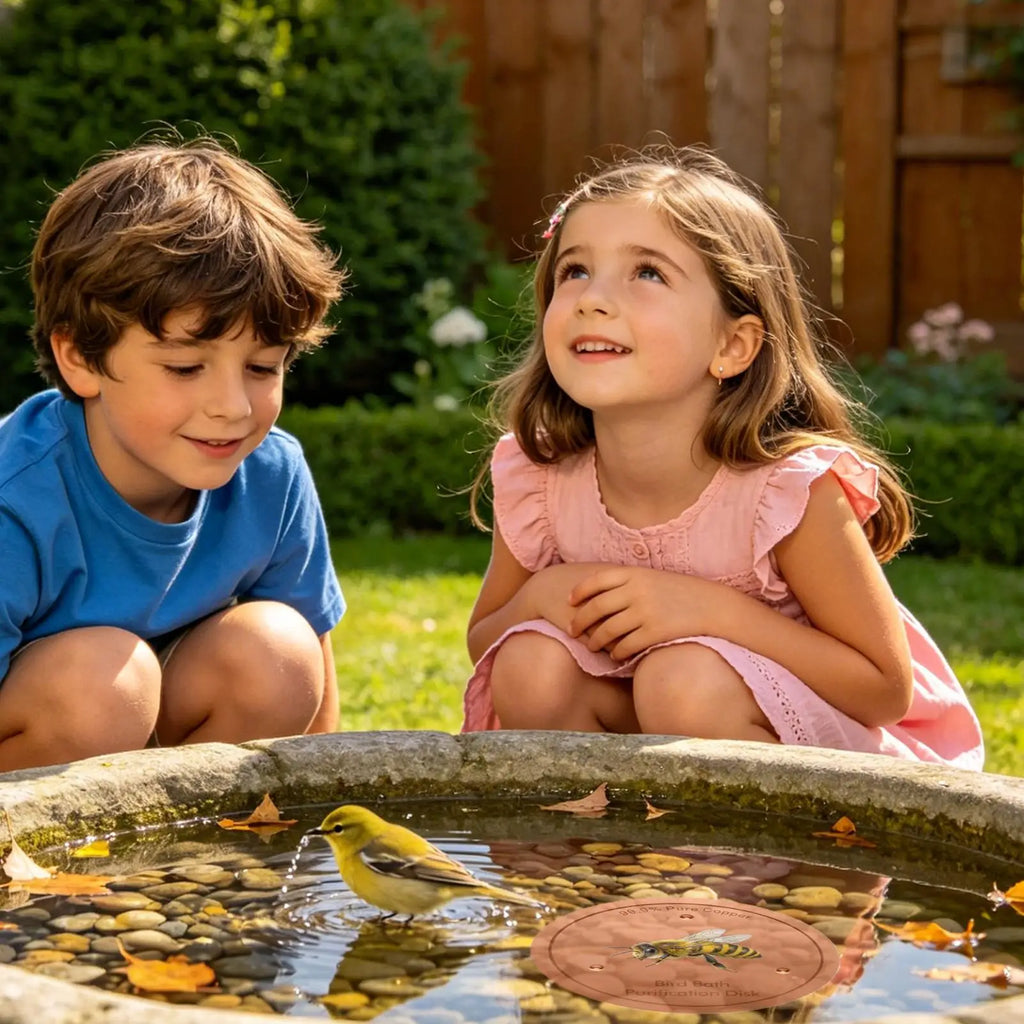 Bird Bath Purification Disk Metal Bee Patterns Cleaner Durable Rustproof Portable for Outdoor Garden Deck Patio Bowl Fountain Quake