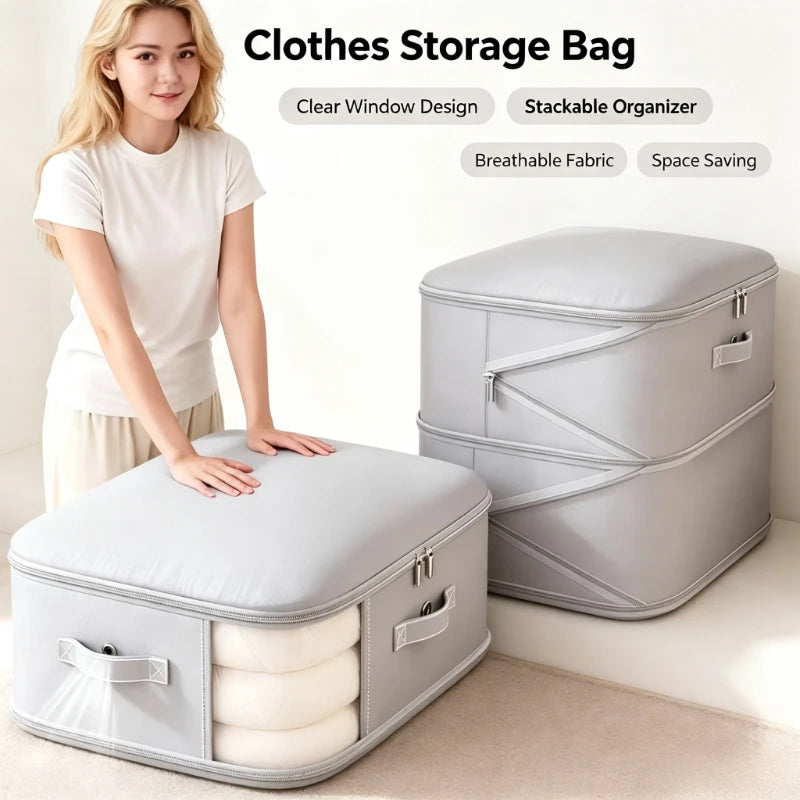 1PC Twill See Through Vacuum Storage Compression Bag Large Capacity for Quilt Down Jacket Clothes Wardrobe Organization Quake