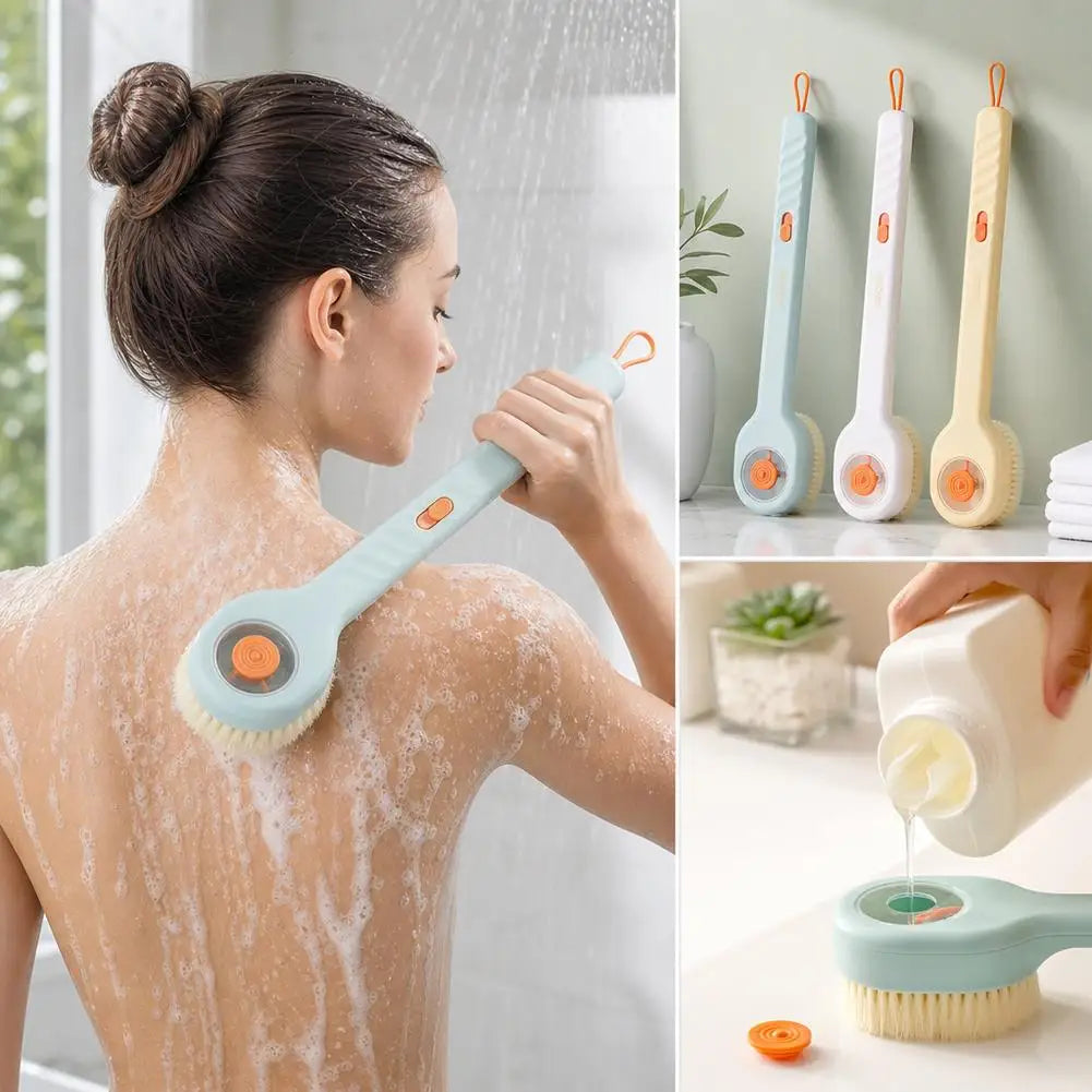 Liquid Filled Soft Long Handle Hair Bath Brush, with A Back Rubbing Tool and A Long Handle for Showering Bath Accessories Quake