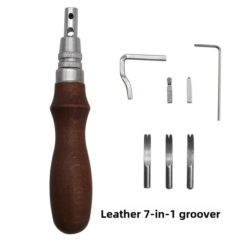 Rotary Leather Carving Knife Extended Handle with 3 Replaceable Carving Stamping Blades Set for Leather Craft DIY Tooling Quake B Set
