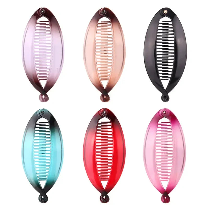New Fashion Banana Shape Hair Clip Gradient Color Fish Clip Hairpins Hair Accessories for Women Hair Clip Clamp DIY Accessories Quake