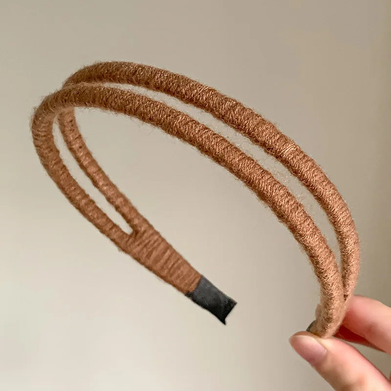 Solid Color Double-layer Yarn Headband for Women Fashion Versatile Headband Makeup Pressed Hair Headband Hair Hoop Styling Tools Quake 4-