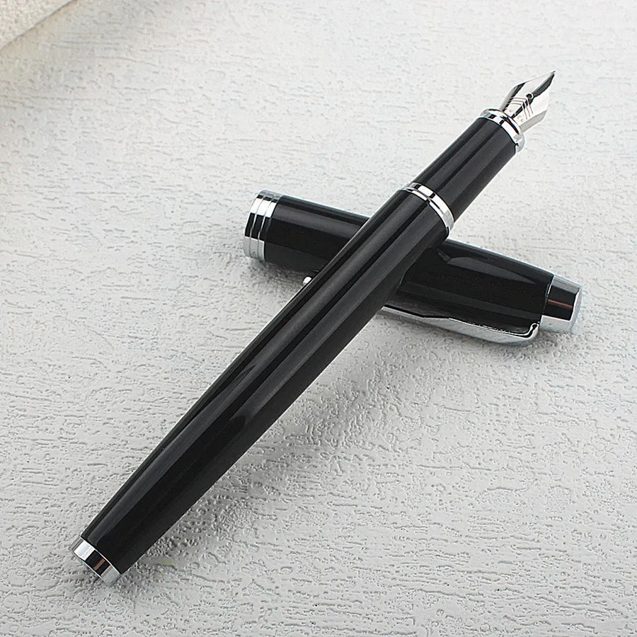 Luxury Arrow Clip Metal Fountain Pen 0.7MM Nib , White Black Barrel Business Office Home School Supplies Quake