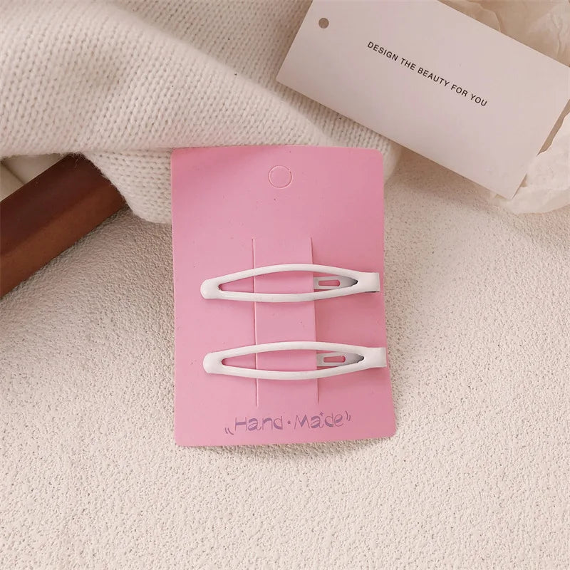 White hairpin female summer forehead side bangs clip nurse hat fixed hairpin sweet bb clip one-word clip headdress Quake 5713 oval water