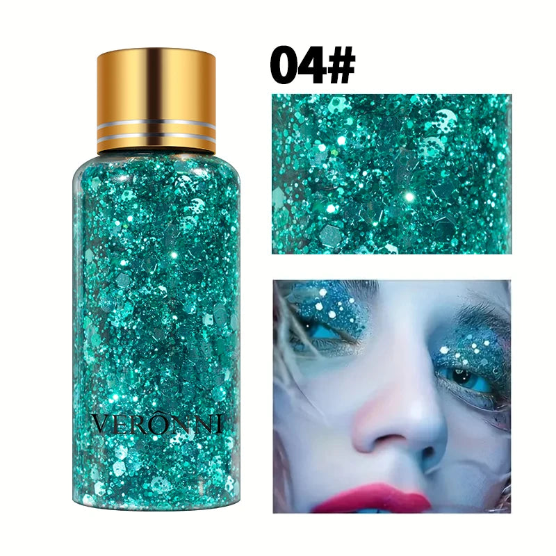 Mermaid Sequin Body Glitter Gel - Long-Lasting Shine for Carnival,Parties, Festival and Stage Performance-Great for Girls Makeup Quake 04