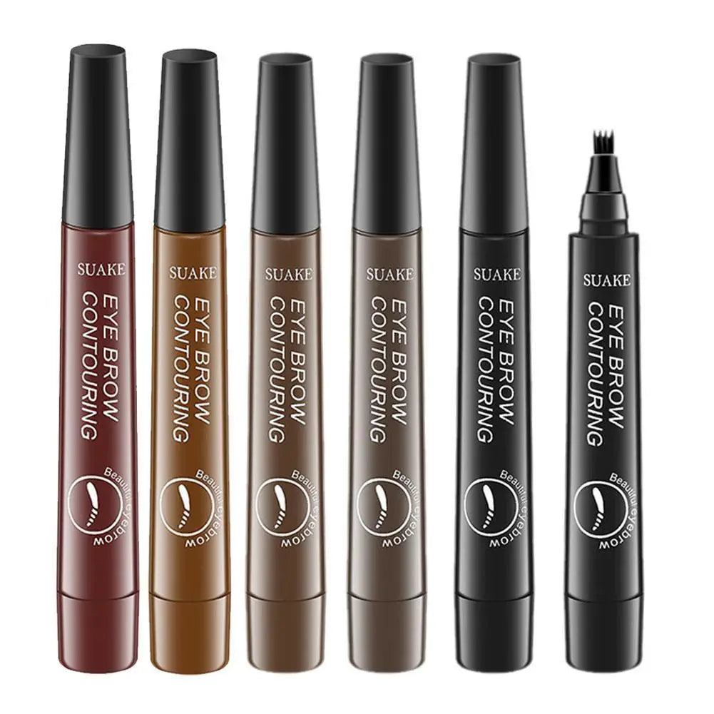 5 Colors Eyebrow Pen Waterproof 4 Fork Tip Eyebrow Pen Eyebrow Tattoo Waterproof Liquid Black Eye Brow Pencil Natual Brow Makeup Quake