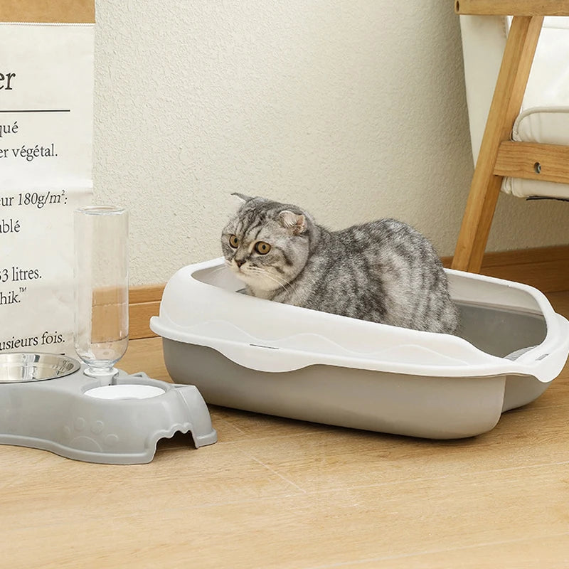 Semi-enclosed Litter Box Spatter-proof Cat Toilet Large Kitten Cleaning Supplies Large Cat Poop Bowl Pet Bupplies Quake