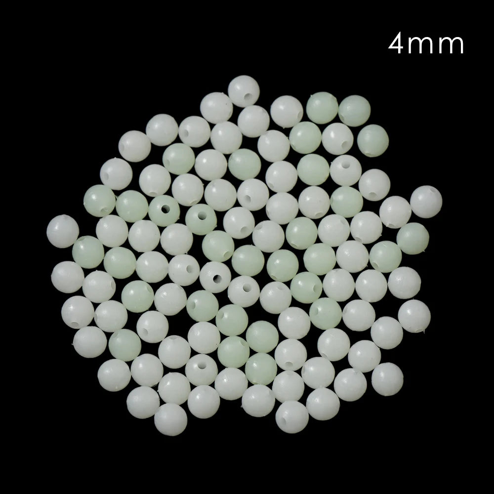 100pc/bag Fishing Floats Beads Luminous Light Glowing Balls For Night Fishing Quake white-4mm