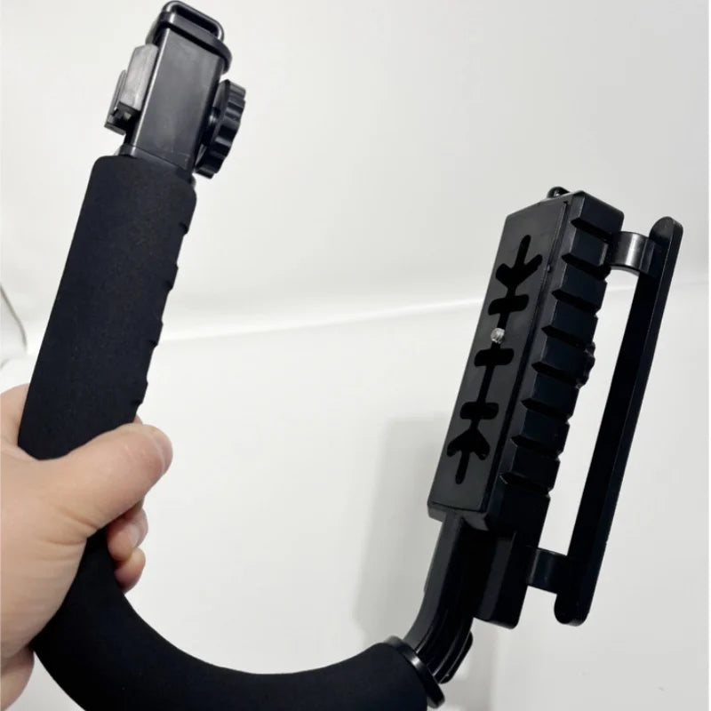 U C Shaped Holder Grip Video Handheld Stabilizer with Fill light,Phone Holder,Mic,Remote Control for SLR Cameras Home DV Came Quake