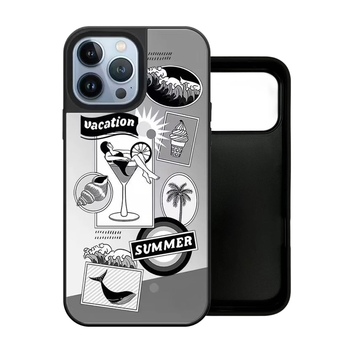 Vacation Summer Pattern Mirror Surface Magnetic Phone Case Cover for IPhone 13 14 15 16 17 18 Pro Max Case Quake