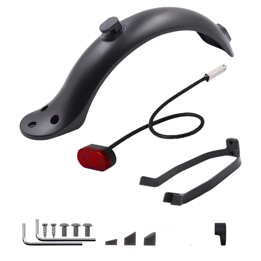 Front Rear Fender for Xiaomi M365 Pro Electric Scooter Taillight Battery Powered Warning Light Lamp Tyre Splash Mudguard Parts Quake B-BLACK