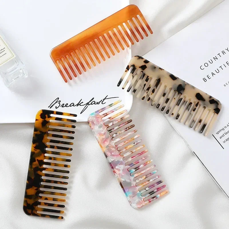 Wide Teeth Acetate Hair Combs Anti-static Massage Hair Brush Hairdressing Colorful Hairdress Salon Styling Traveling Accessories Quake