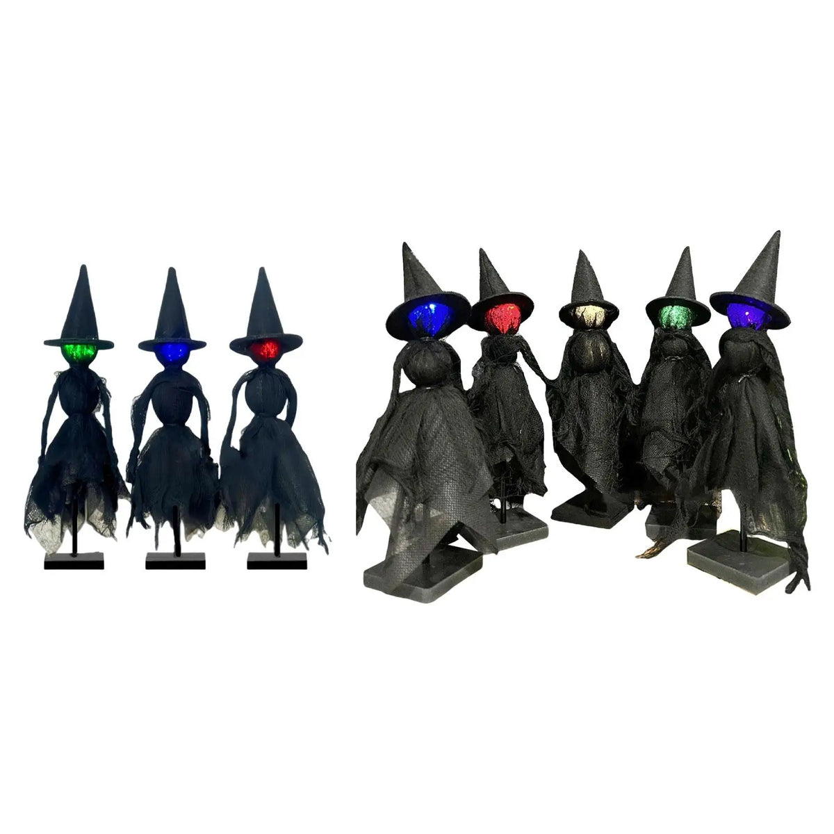 Primitive Witch Figurines Lighted Statues Handcraft Creative Craft Sculptures Halloween Decor for Party Shelf Mantel Indoor Quake
