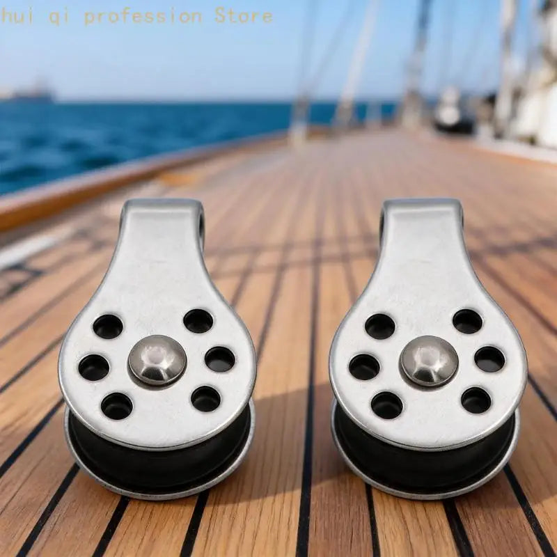 Rope Guide Pulley Block Set of 2 Stainless Steel Single Wheel Ball Bearing Hardware for Gym Cable System Repair H8WE Quake