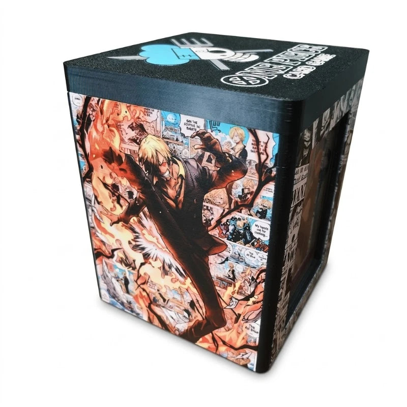 Hot New One Piece Sanji 3D Printed Card Storage Box Large Capacity Deck Holder Desktop Decor Organizer Anime Gift for Fans Quake