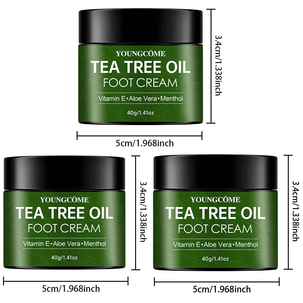 Tea Tree Oil Foot Cream Improves Skin Roughness Softens Cracked Feet Exfoliating Foot Care Solution Moisturization Quake 40g 3pcs