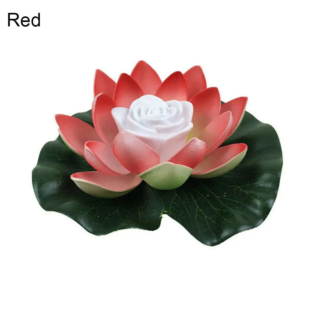 Solar Powered Buddhist Prayer Floating Lighting Decoration Fountain Pool Pond Lamp Wishing Lamp Flower Light Lotus Lamp Quake red