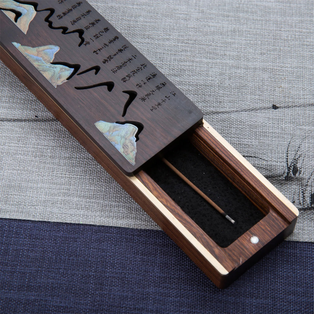 Wooden bed incense burner, cultural and creative Chinese style Zen ornaments, household incense sticks, solid wood creative Quake