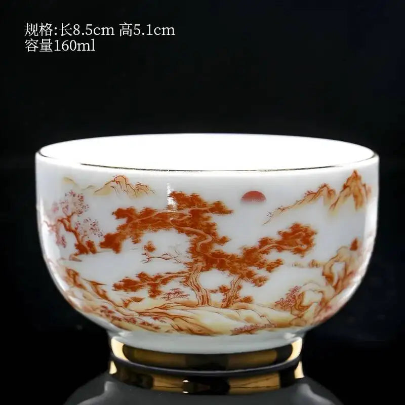 Gold Plated Master Cup Sheep Fat Jade Tea Cup Tasting Cup Personal Kung Fu Teacup Drinking Teacup Quake 01 Paragraph