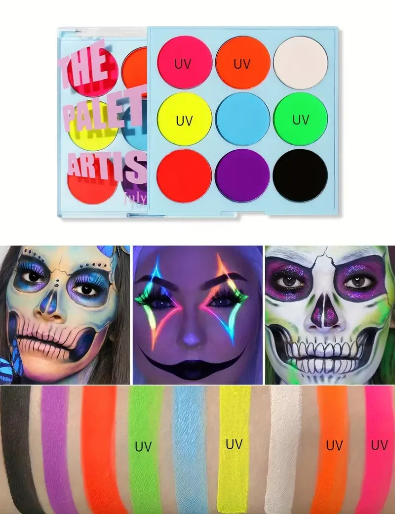 Face Body PaintingWater Soluble Colour UV Eyeliner PaletteLuminous EyelinerQuick DryingNon-Smudge Body Painting Art Cream Makeup Quake