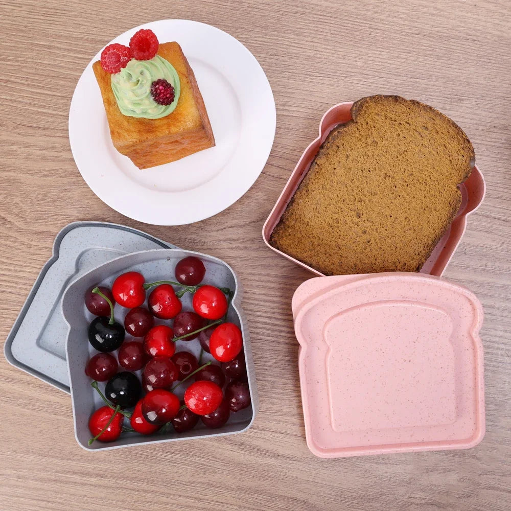 Sandwich Food Storage Case Portable Container Salad Fruits Snack Storage Box with Lid Reusable Microwave Lunch Box Sandwich Case Quake