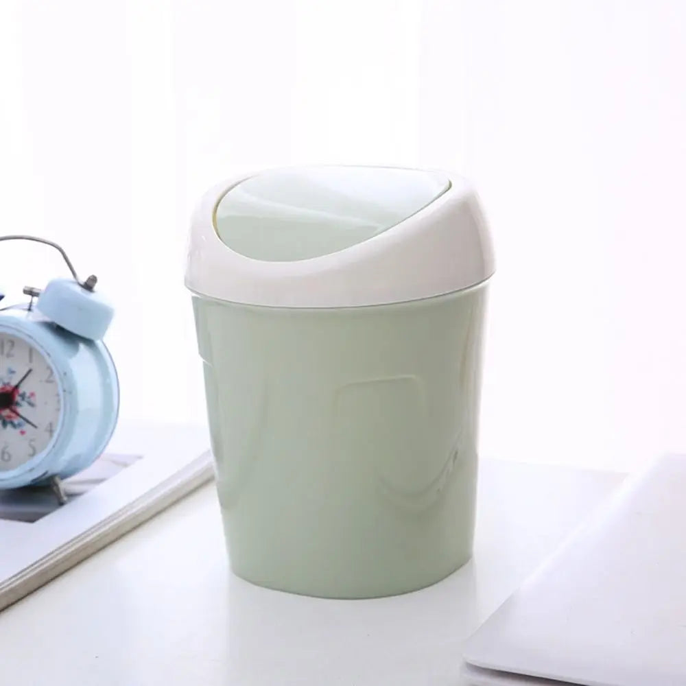 Mini Trash Can Creative Swing Cover Small Rubbish Can Plastic Storage Box Bedroom Bathroom Office Dorms Quake