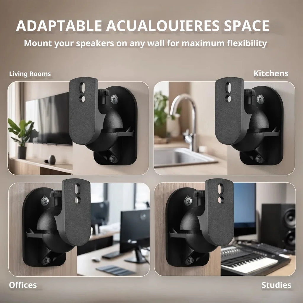 2pcs Adjustable Wall Mount Speaker Brackets,Swivel & Tilt for Sound Positioning for Home Theater,Bookshelf Systems,Boat Speakers Quake