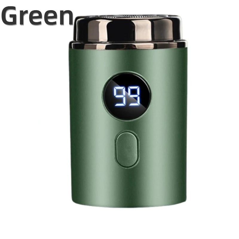 Men Electric Mini Shaver Rechargeable Type-c Charging Car Portable Led Digital Display Wet & Dry Shaver Men Women Home Razor Quake green
