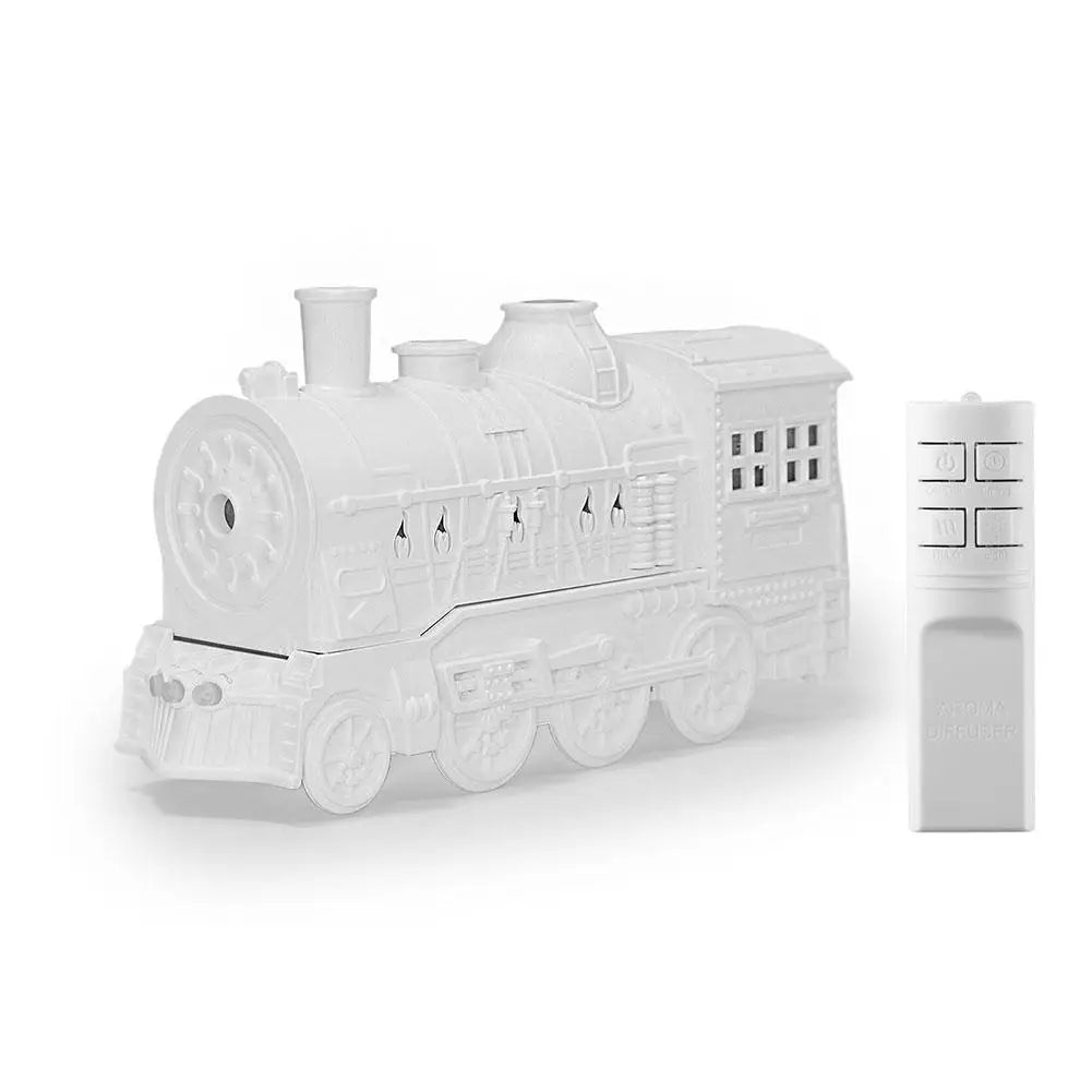Vintage Train Humidifier Aromatherapy Diffuser Jellyfish Mist LED Light Remote Control Timer Christmas Decoration Gift Quake White EU